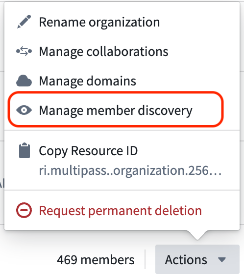 조직의 Member discovery 관리 메뉴