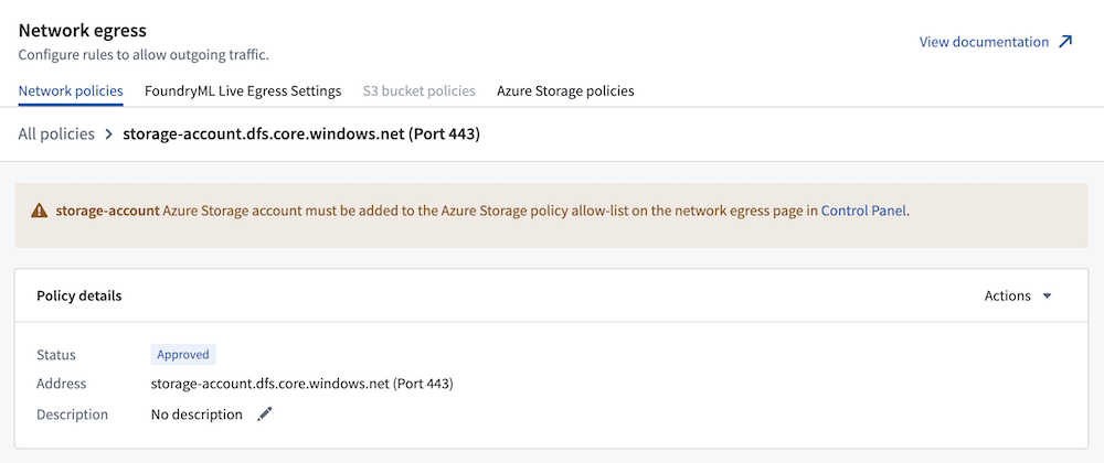 네트워크 정책의 추가 Azure Storage 요구