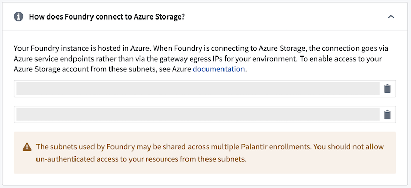 허용할 Foundry Azure 서브넷