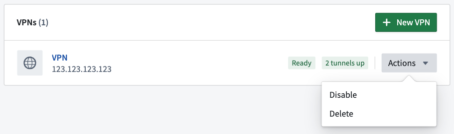 VPN 비활성화 및 삭제 작업