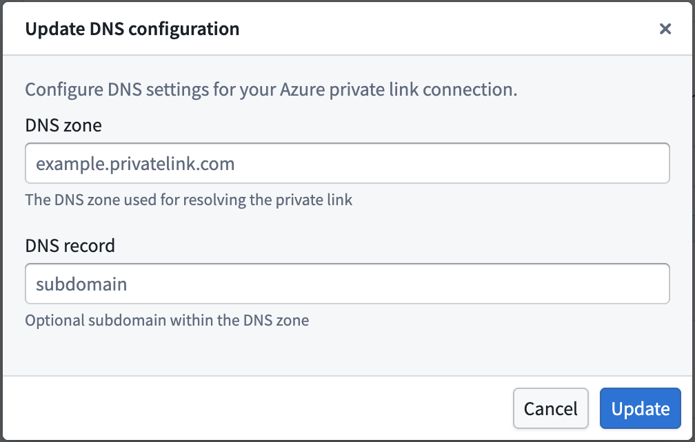 Azure 연결의 DNS 및 포트 갱신
