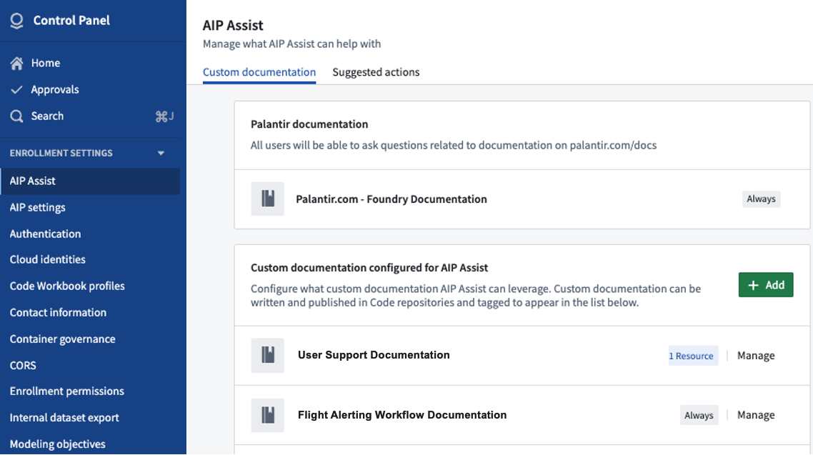 Control Panel의 AIP Assist 설정