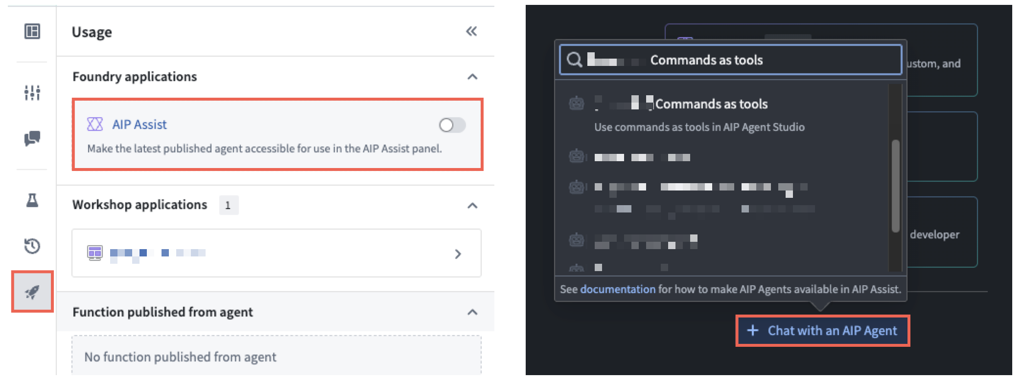 Usage에서 Assist 제공을 켜고 챗봇을 선택하는 과정