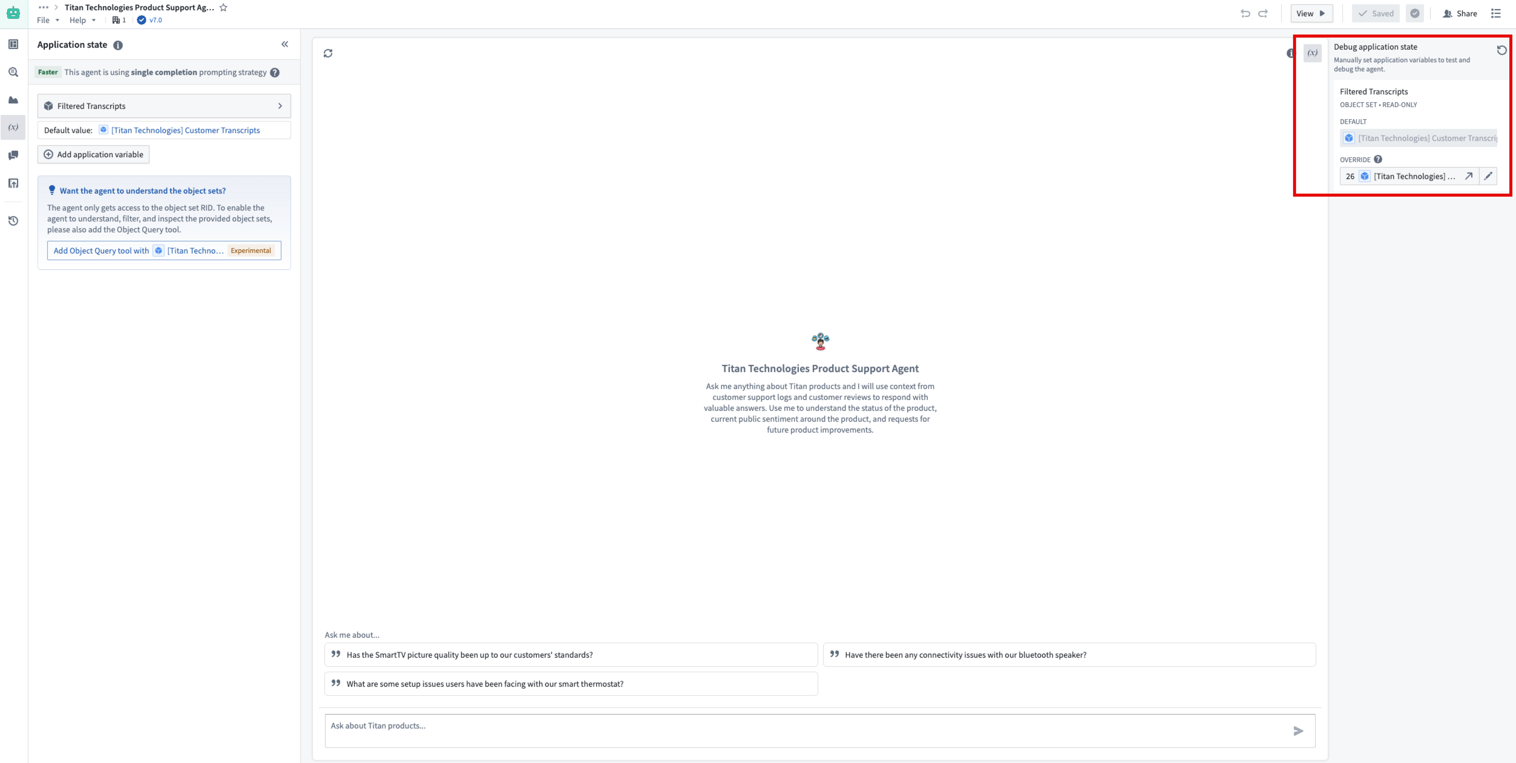 변수 값을 시험하는 Debug application state