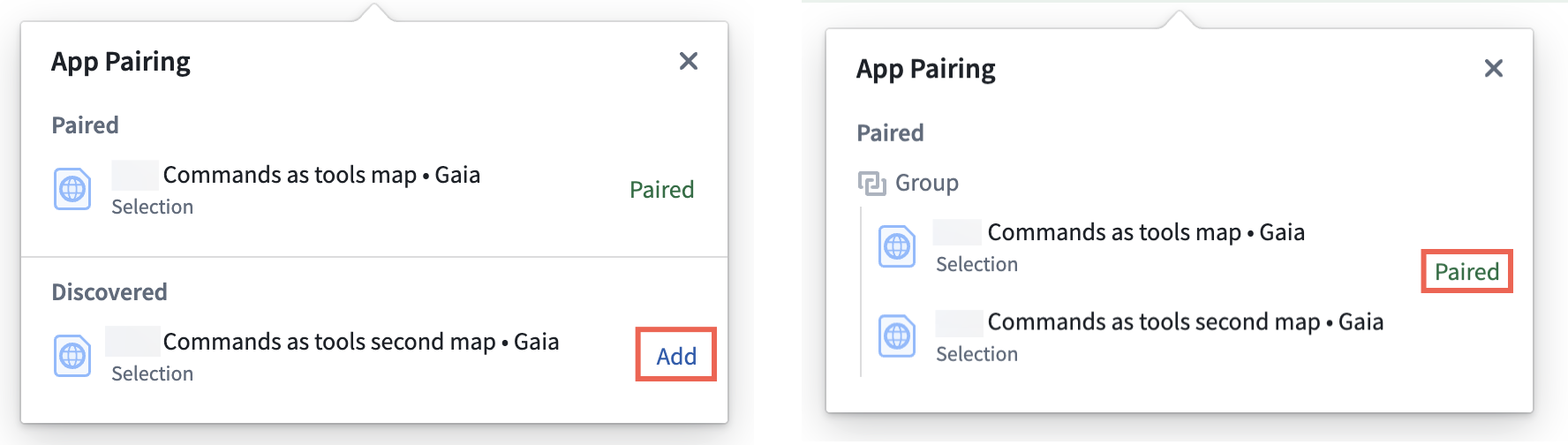 App Pairing에서 여러 지도 앱을 하나의 그룹으로 연결