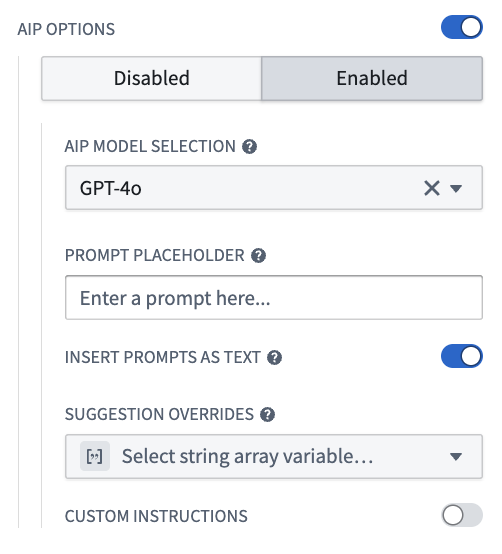Free-form analysis 위젯의 AIP 모델 설정