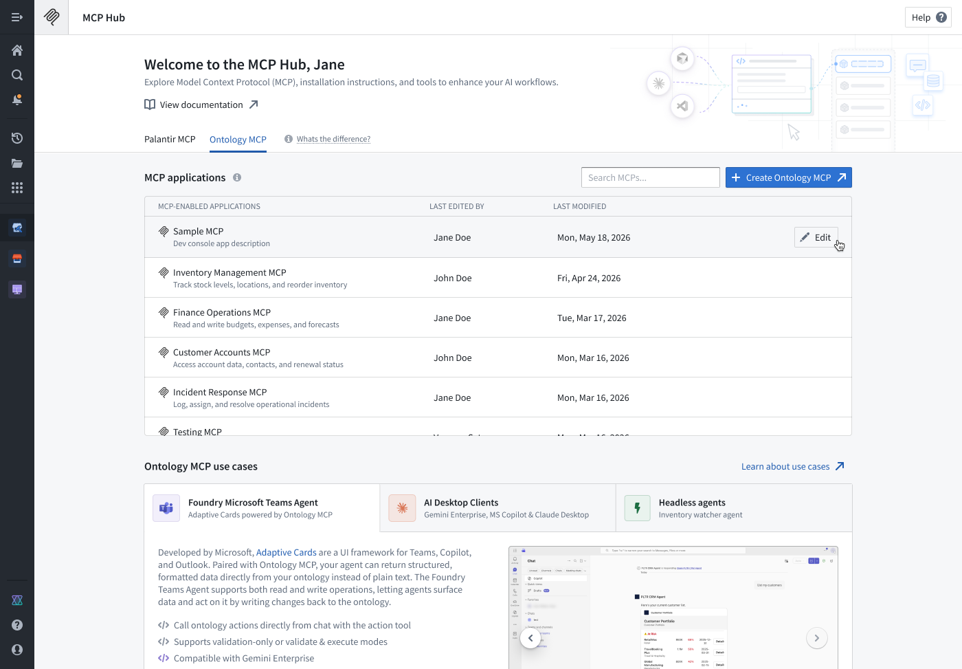 MCP Hub의 Ontology MCP 서버 목록