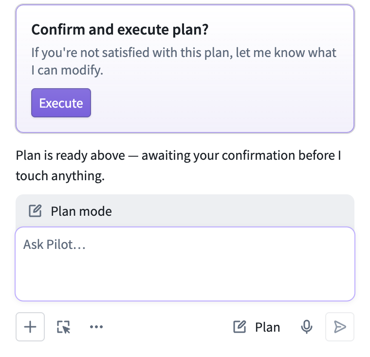 계획을 검토하고 실행하는 Plan 모드