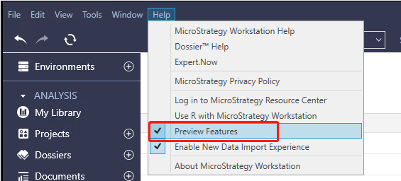 MicroStrategy Preview Features