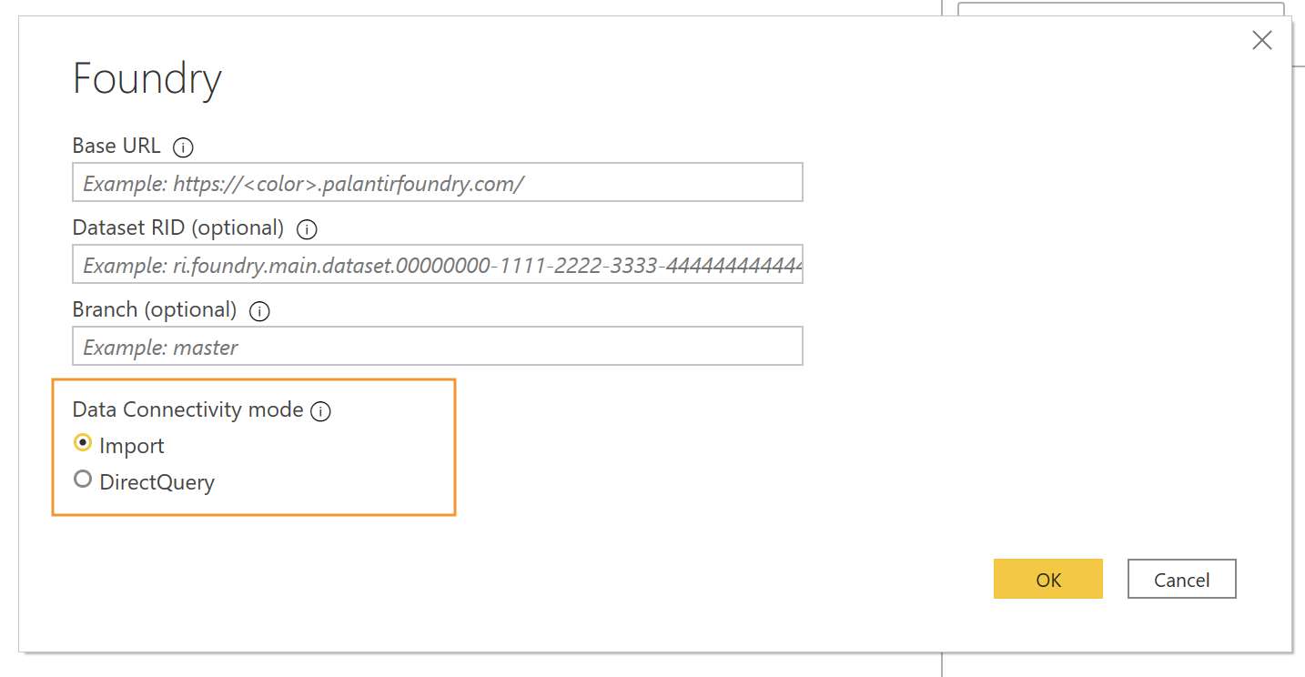 Import 및 DirectQuery 선택