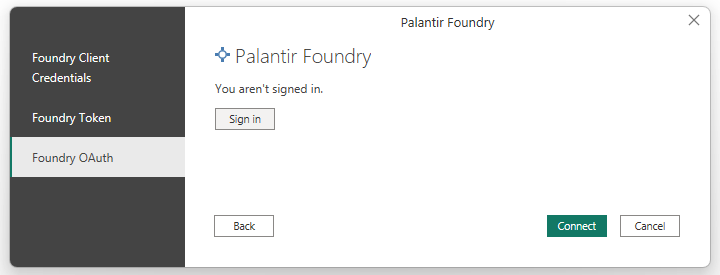 Power BI의 Foundry OAuth 로그인