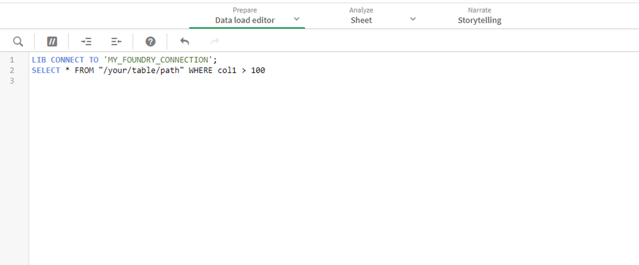 Qlik Sense의 Foundry SQL 스크립트