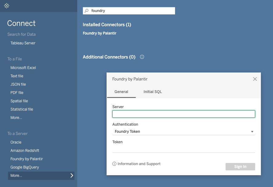 Tableau의 Foundry 연결
