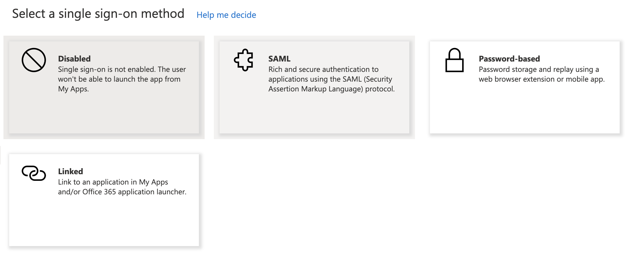 SAML 방식 선택