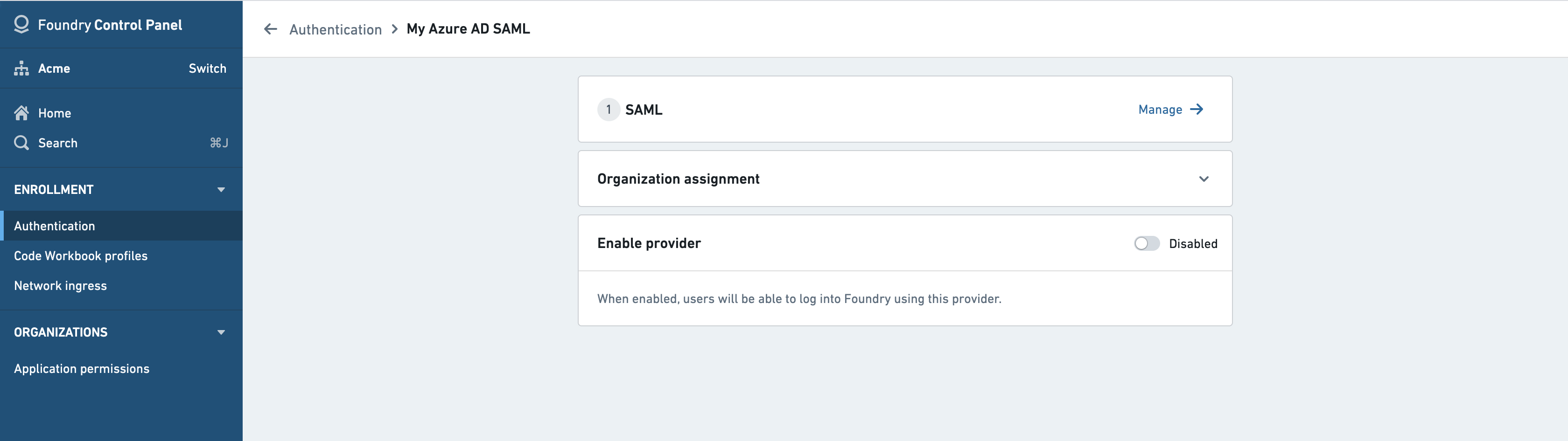 Foundry의 Entra SAML 설정