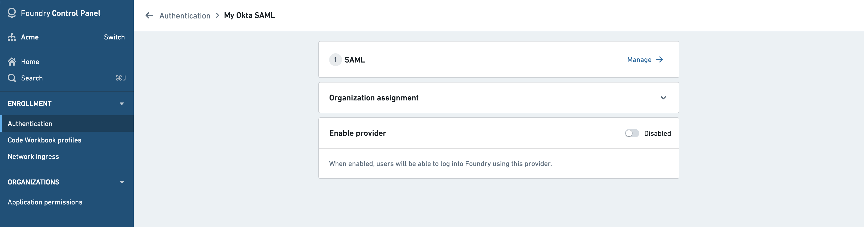 Foundry의 Okta SAML 설정