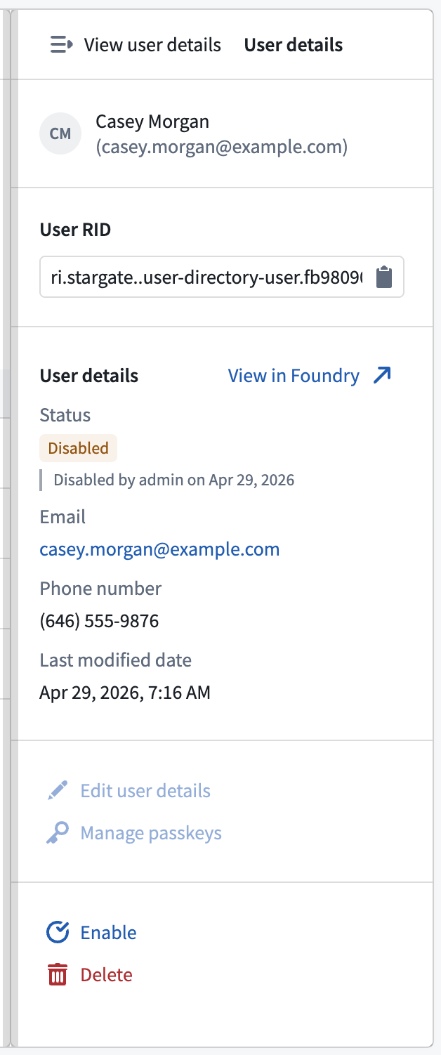 비활성 계정의 Enable 동작
