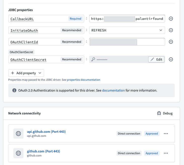 GitHub 소스의 OAuth 속성과 외부 통신 정책