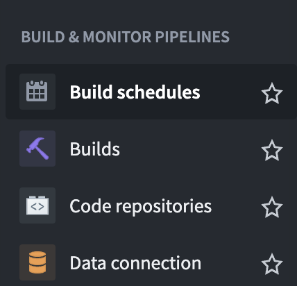 Foundry 탐색 사이드바의 Build schedules
