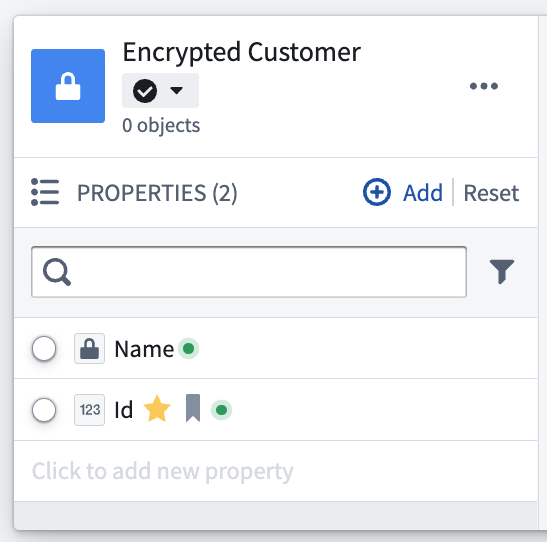 예제 고객 객체의 CipherText 이름과 정수 ID
