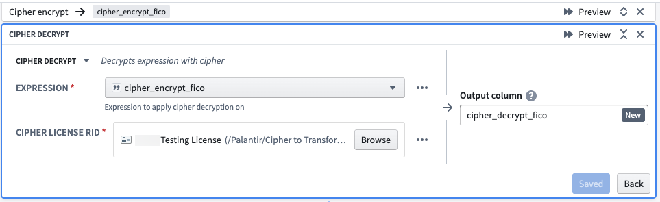 Pipeline Builder의 Cipher decrypt