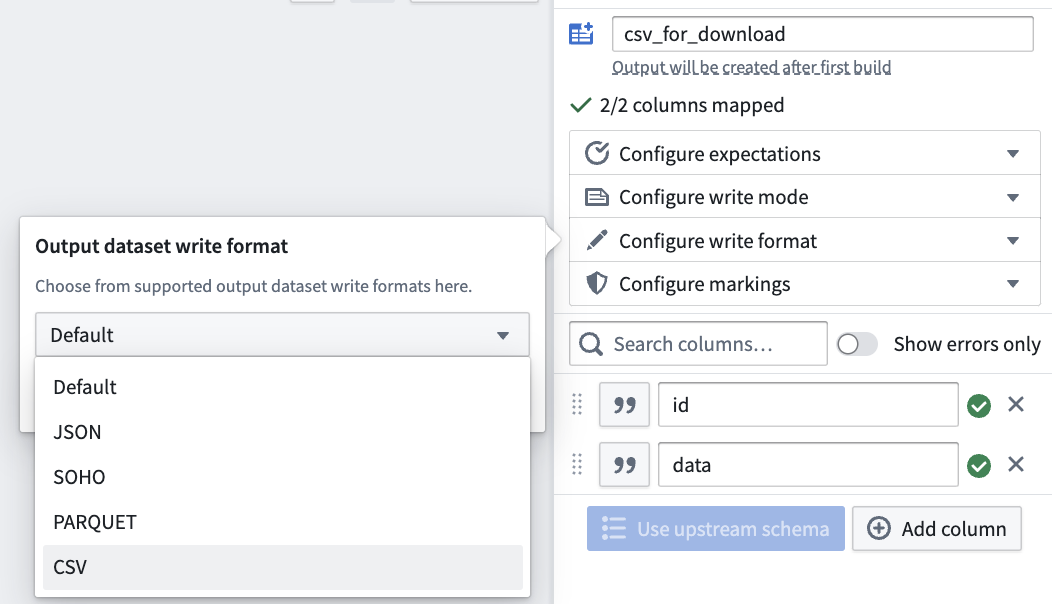 Builder의 CSV 출력 형식