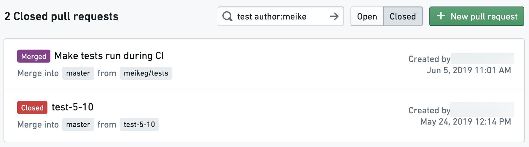 Pull request 목록