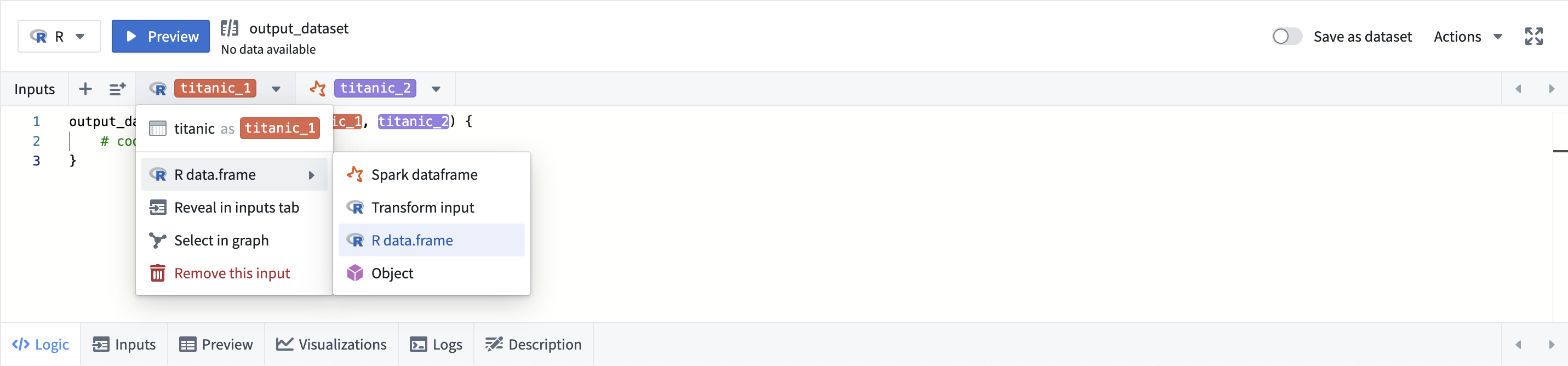 R 입력 유형