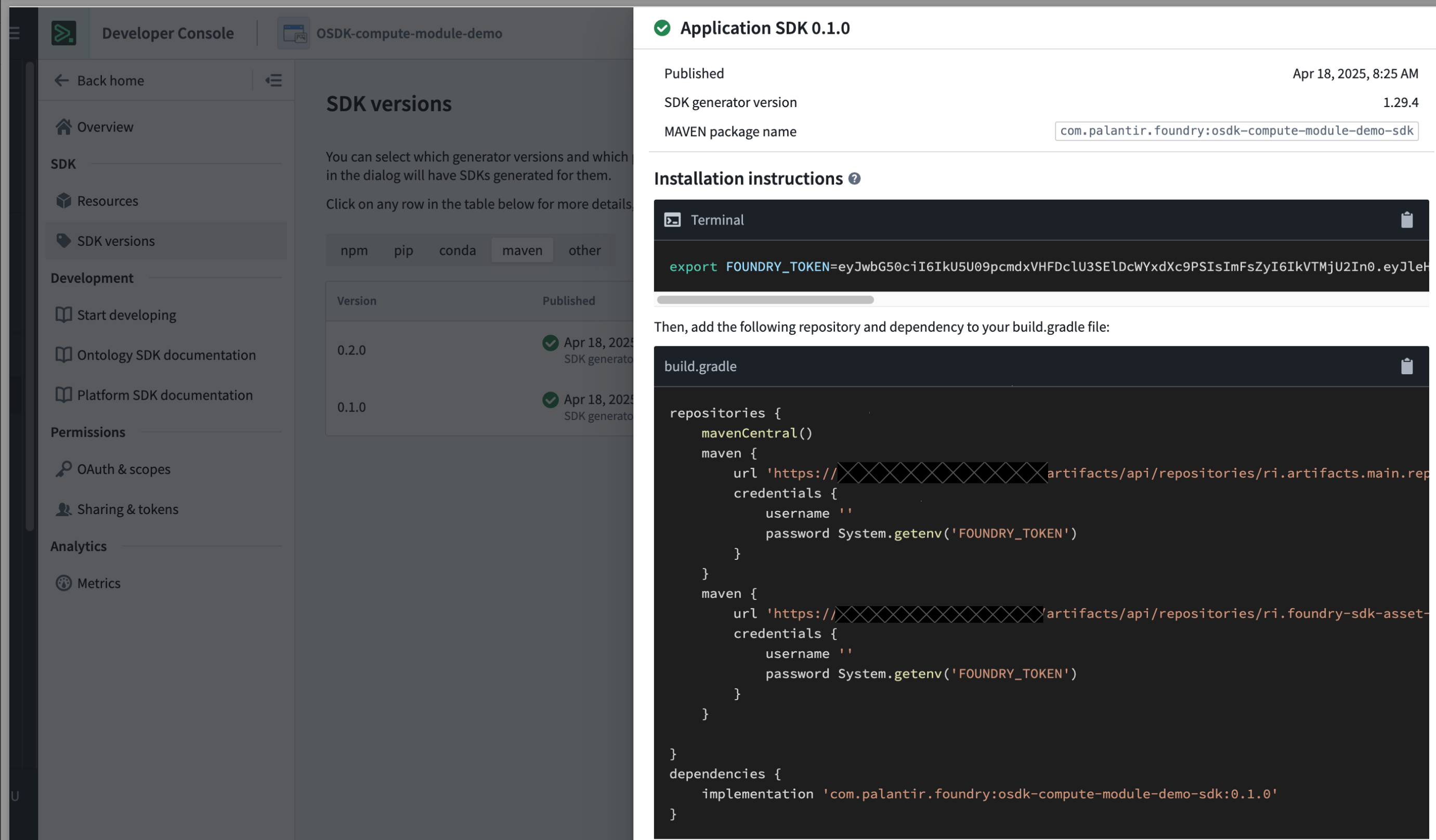Java OSDK의 생성 Maven locator