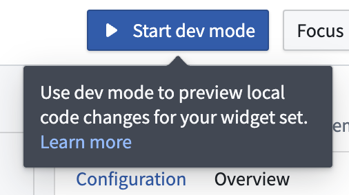 개발 서버 연결을 시작하는 Start dev mode