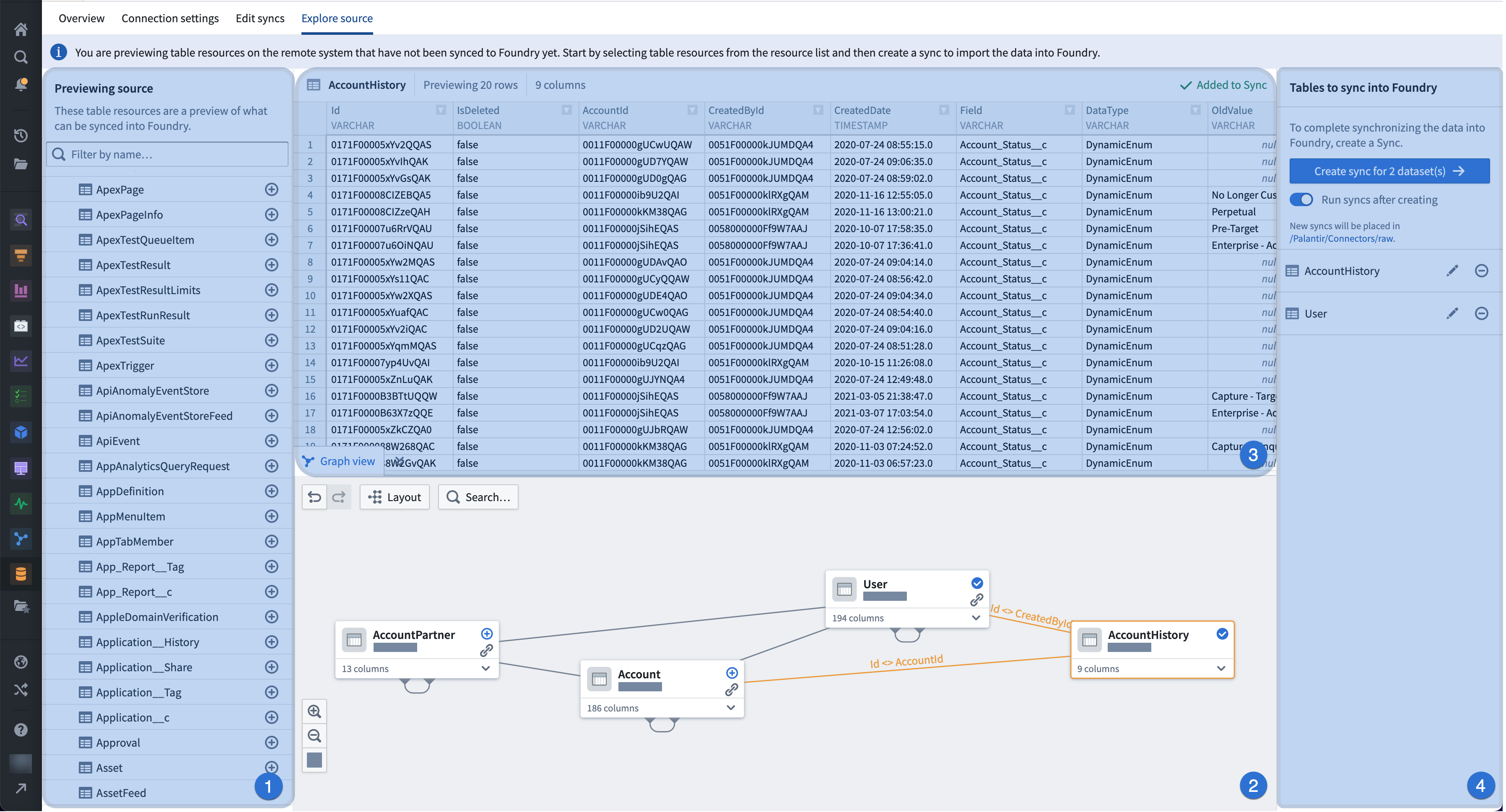 테이블과 관계를 탐색하는 Database Explorer