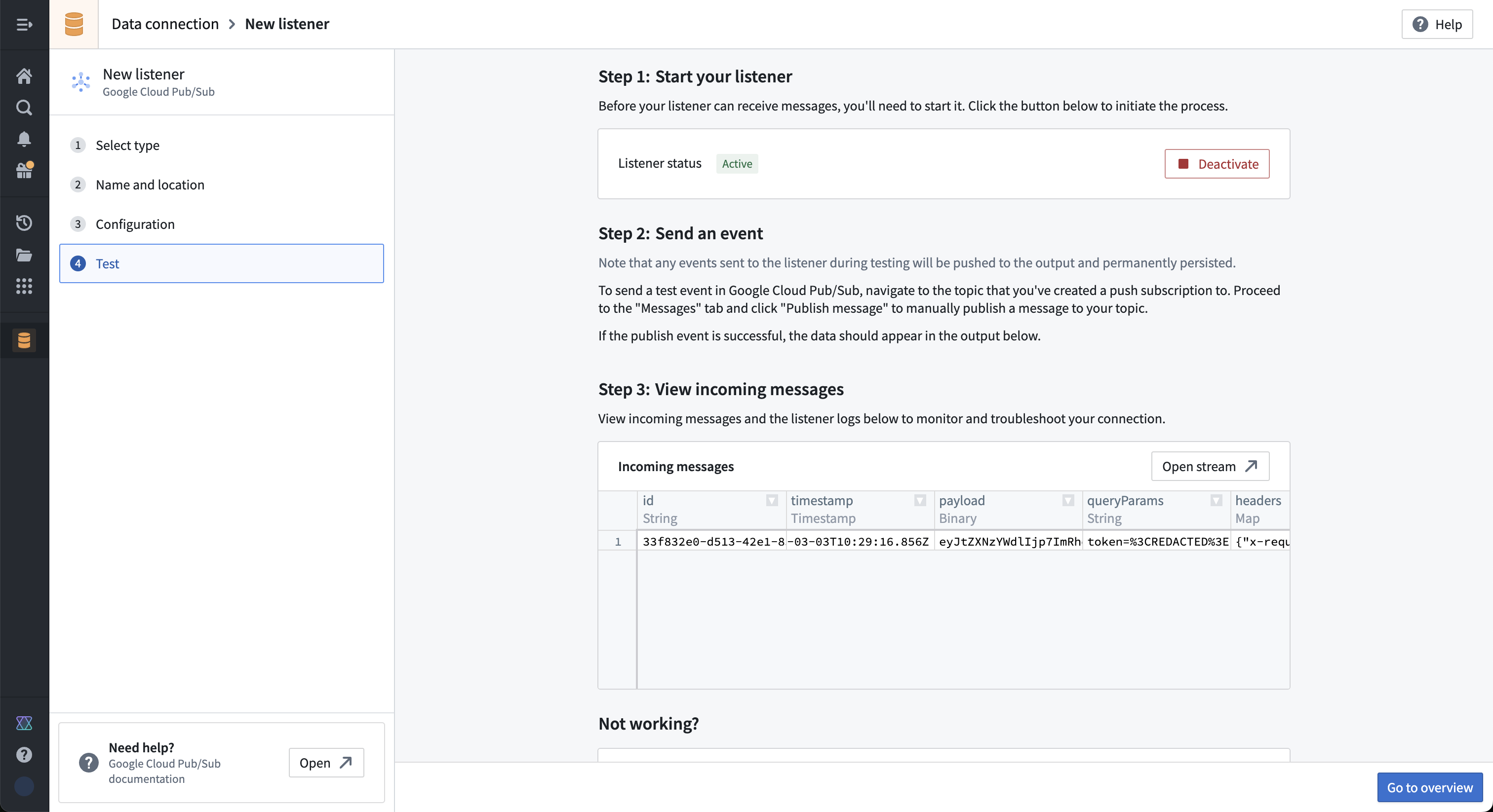 Foundry에서 수신한 Pub/Sub 이벤트