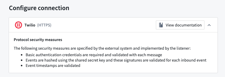 Twilio Listener에 표시되는 보안 프로토콜