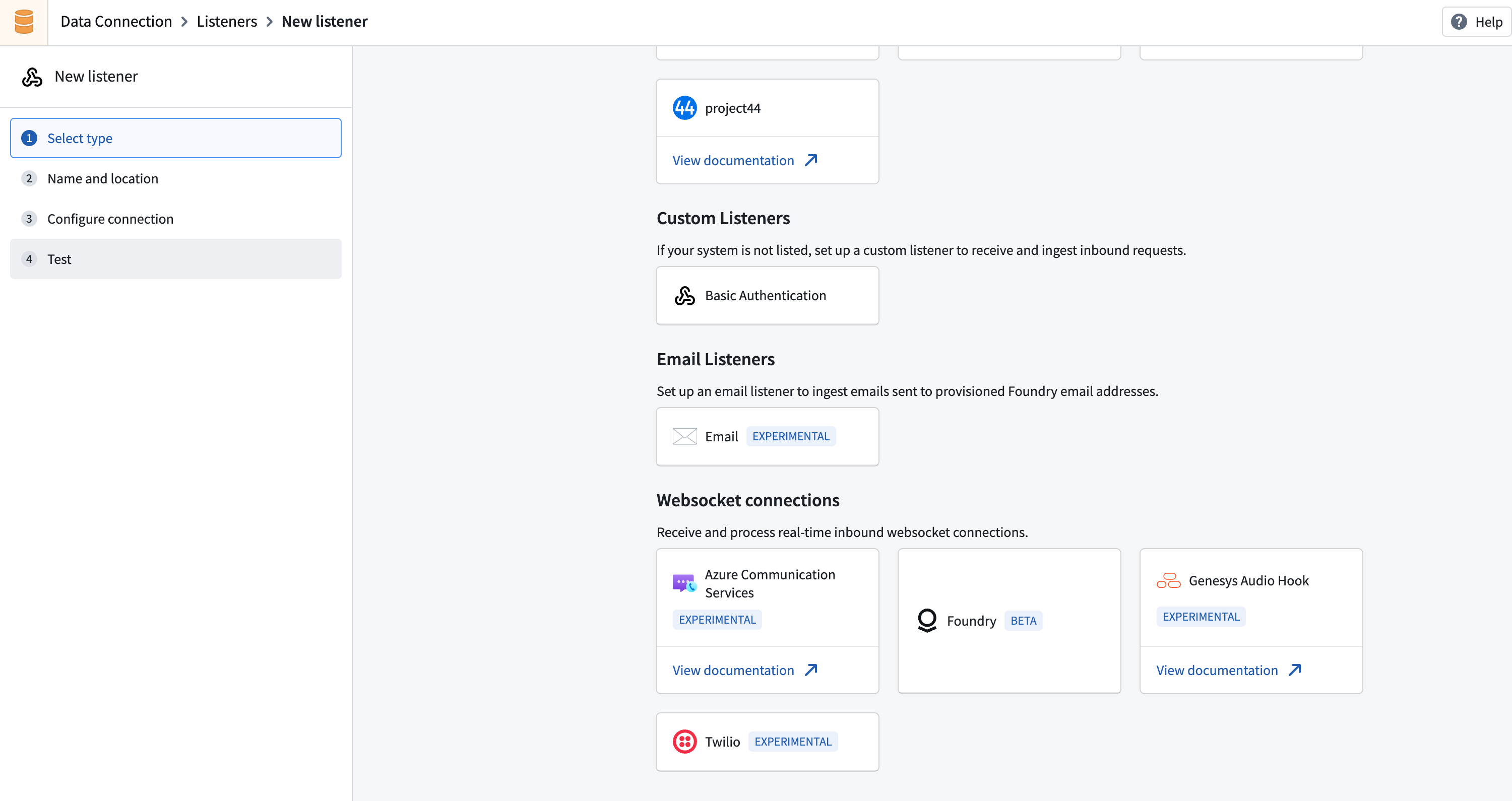 사용 가능한 WebSocket Listener 선택