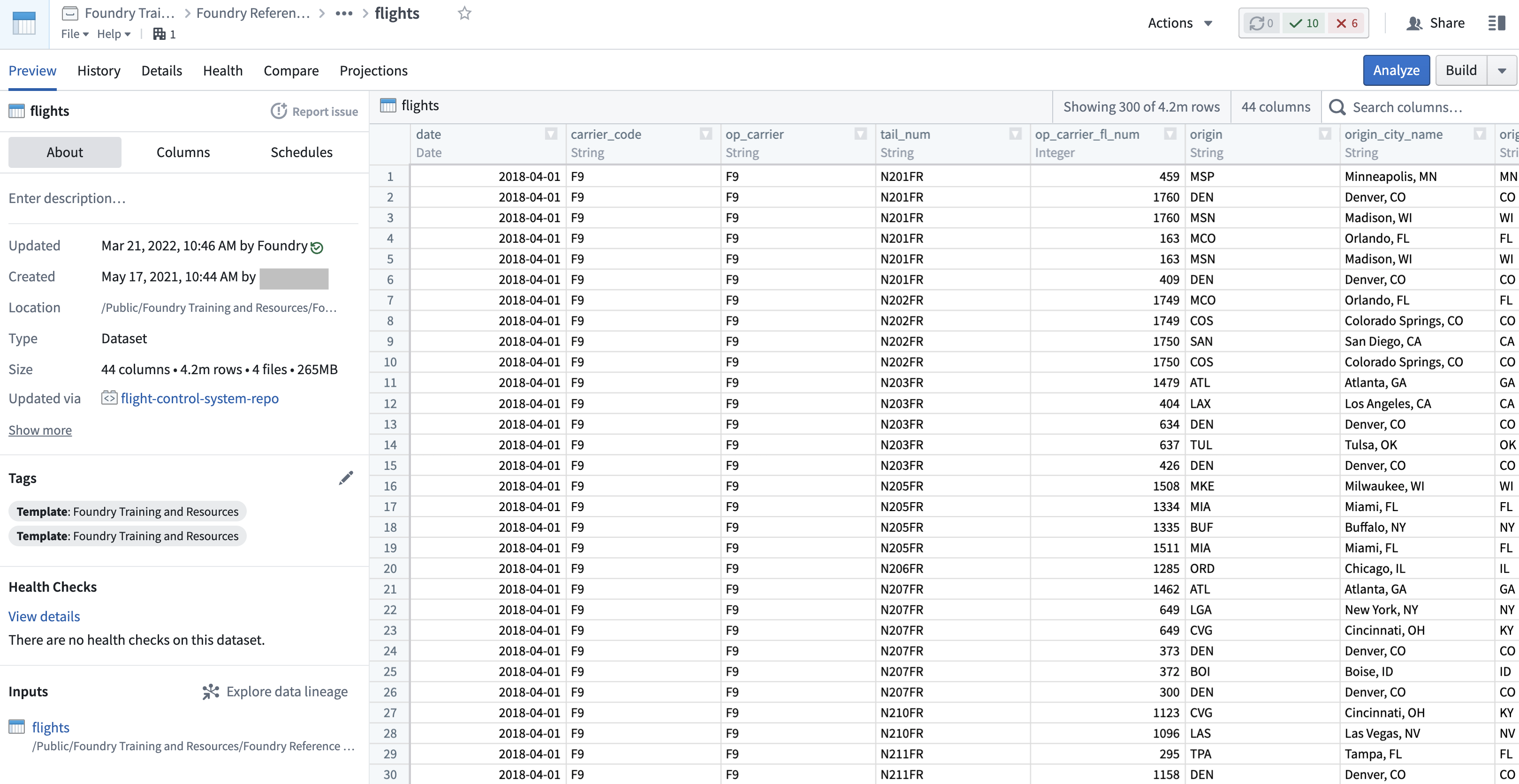 Dataset Preview의 데이터와 메타데이터