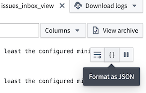 로그 매개변수의 JSON 표시