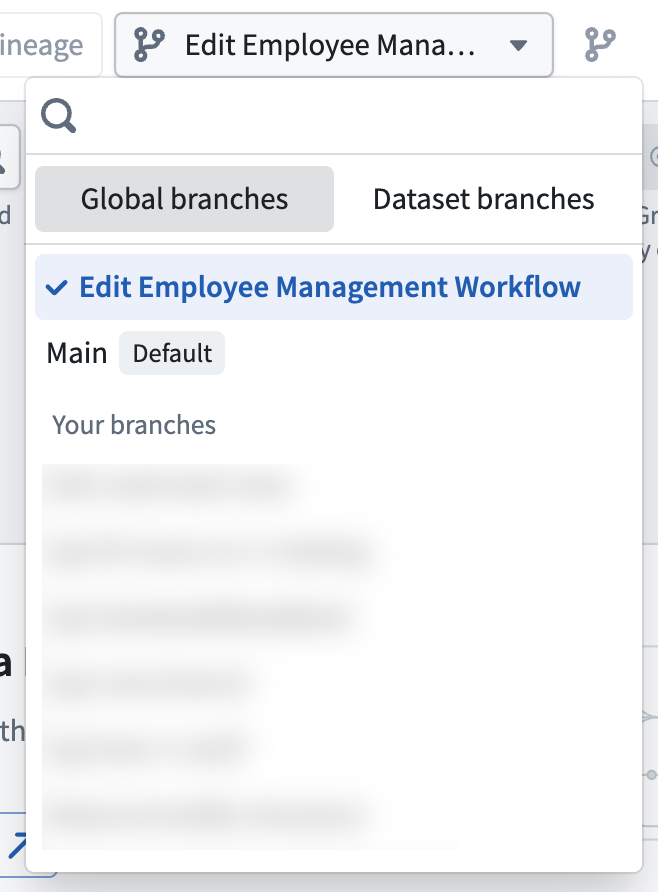 Global branches 선택