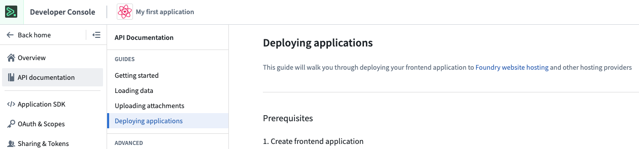 앱의 Deploying applications 가이드가 보여 주는 CLI 배포 명령과 설정