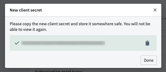 서버 앱 생성 시 한 번만 표시하는 client secret