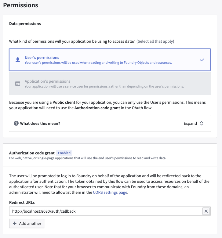 Authorization code grant의 리다이렉트 URL 설정