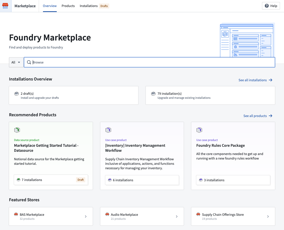 게시한 제품을 찾아 설치하는 Marketplace