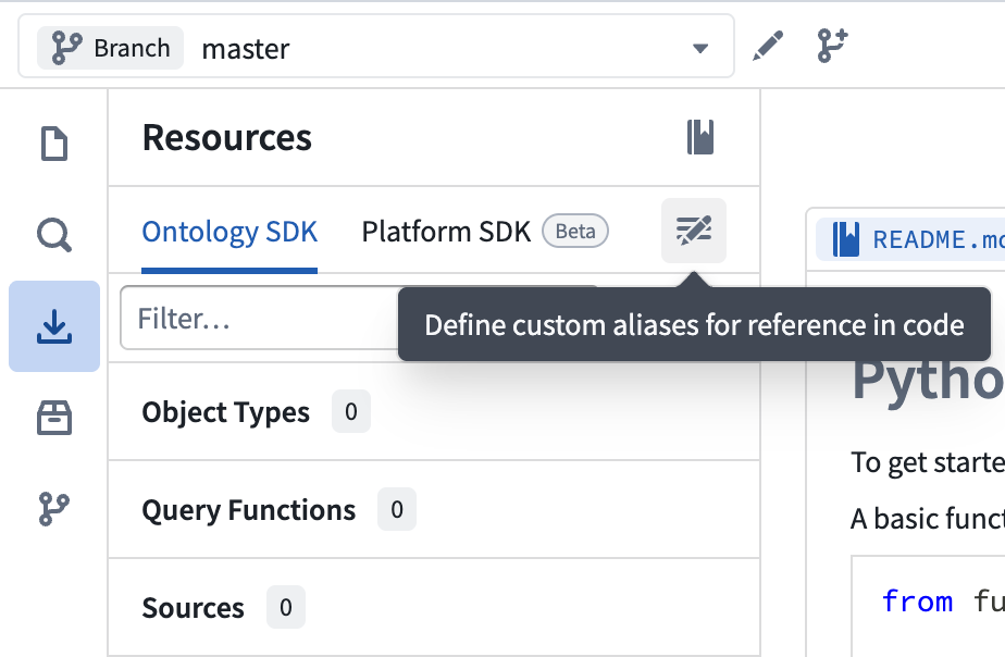 Platform SDK 탭의 Custom aliases 구역