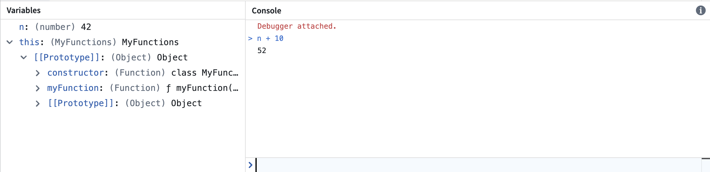 선택한 프레임의 변수에 JavaScript 표현식을 실행하는 콘솔
