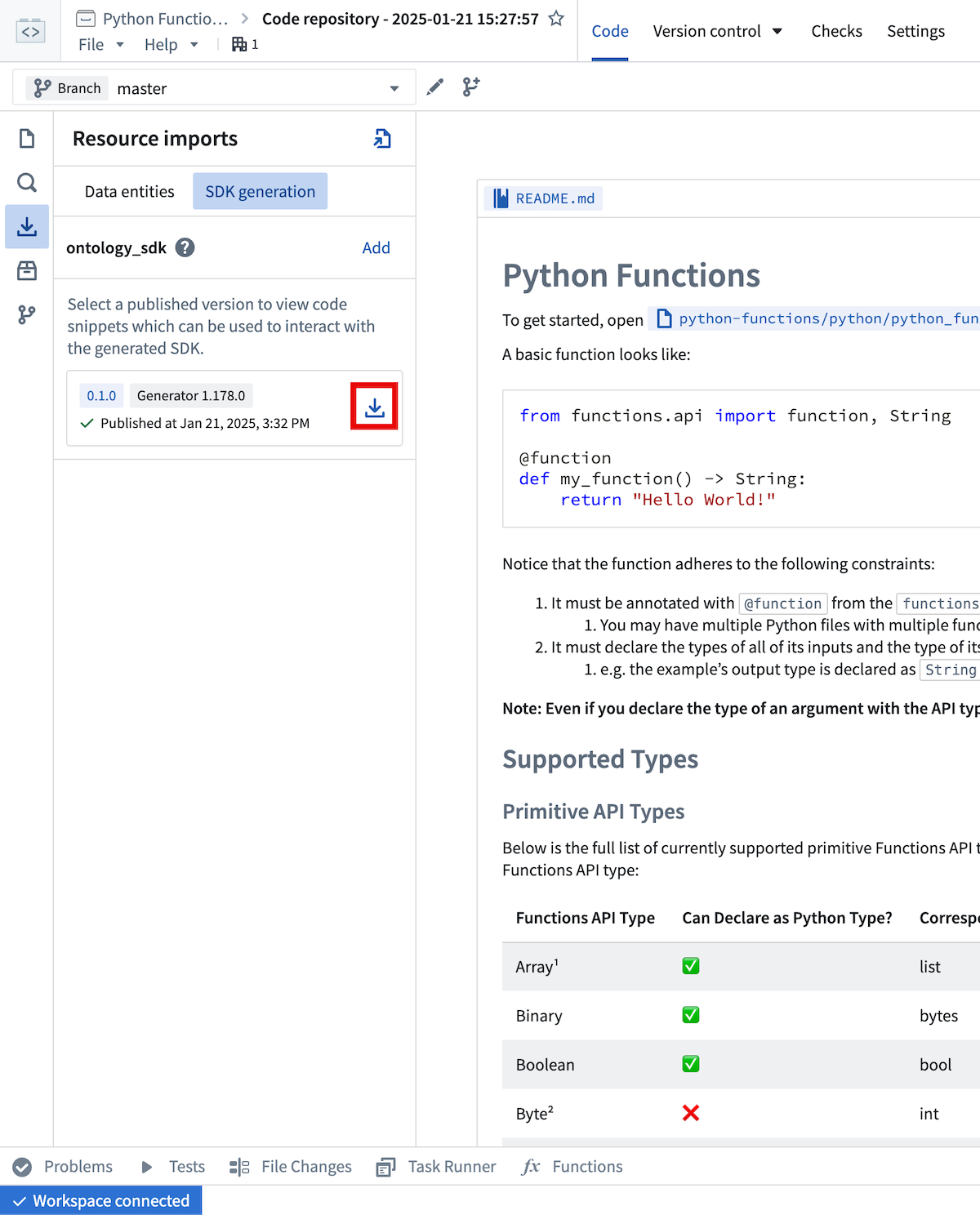 생성이 끝나 설치 가능한 Python SDK 버전