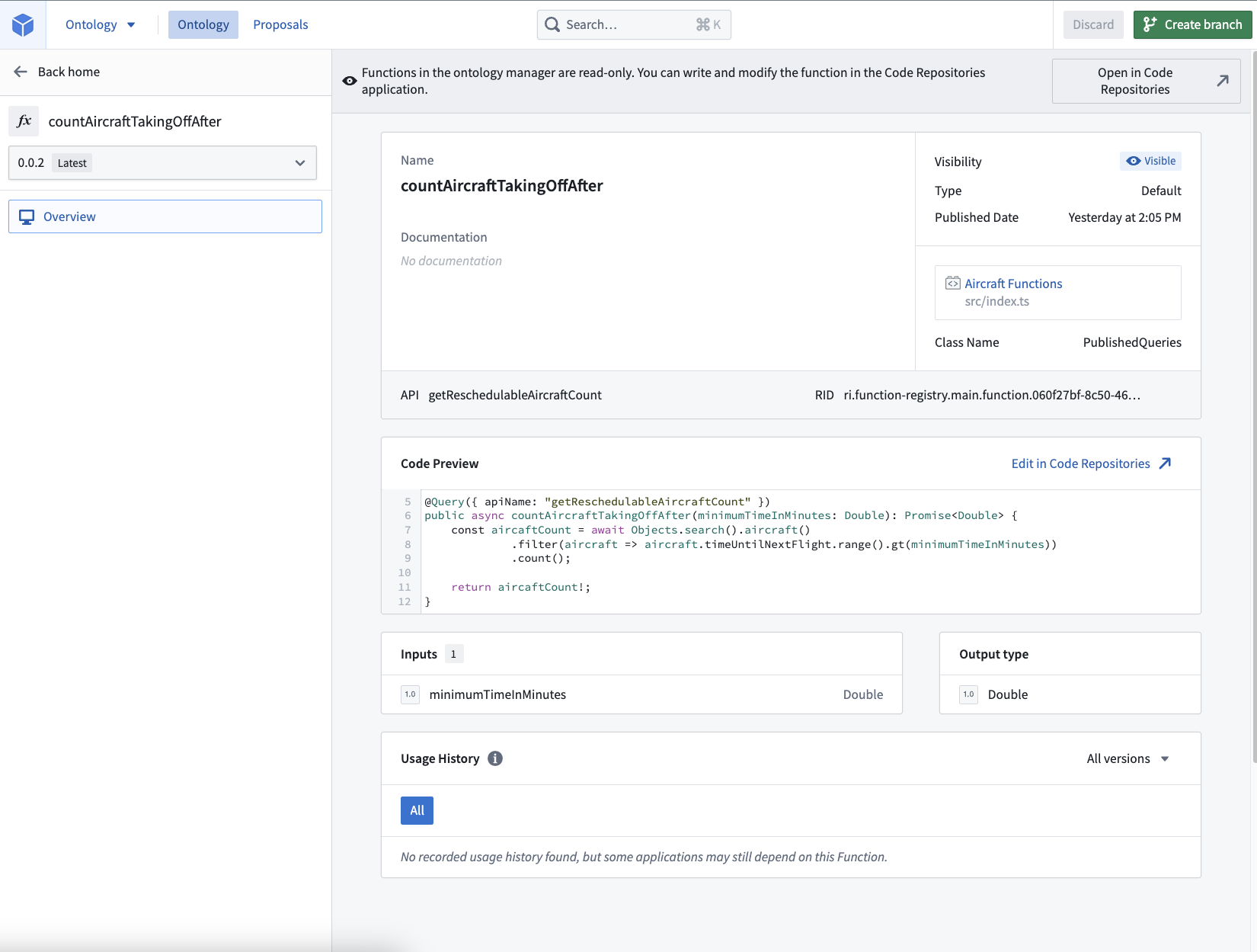 코드 함수 이름과 API 이름으로 쿼리를 찾는 Ontology Manager