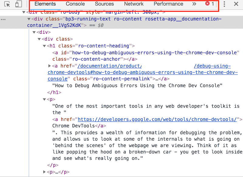 DevTools 탭 선택