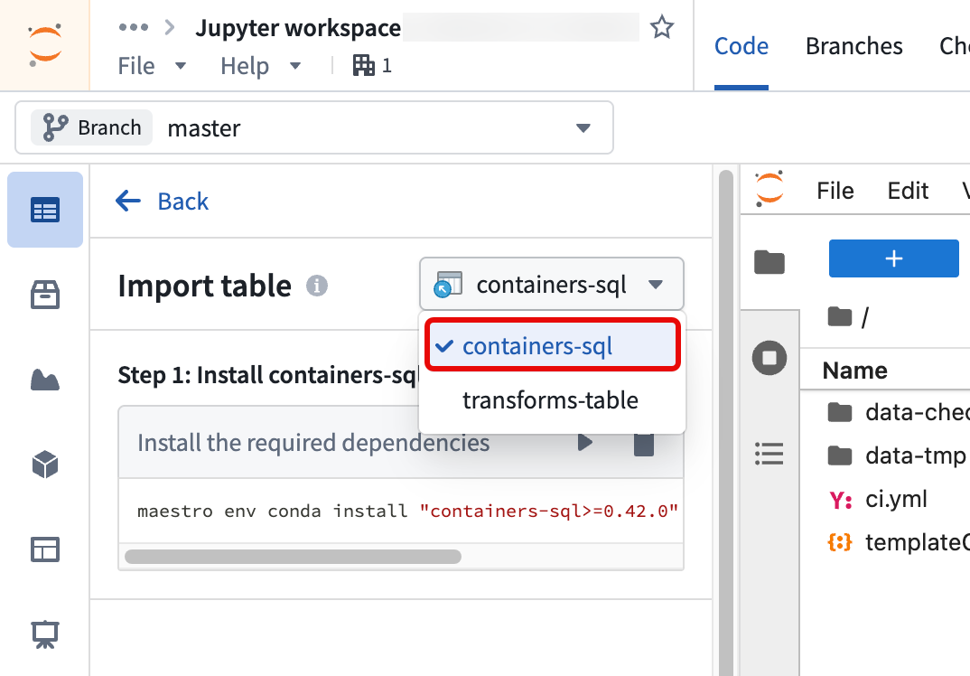 containers-sql 모드 선택
