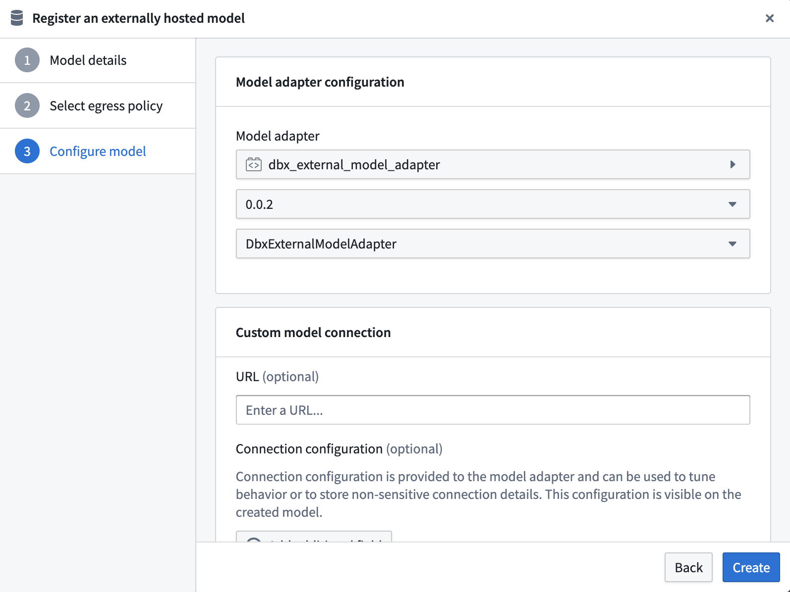Databricks 표 모델 어댑터 선택