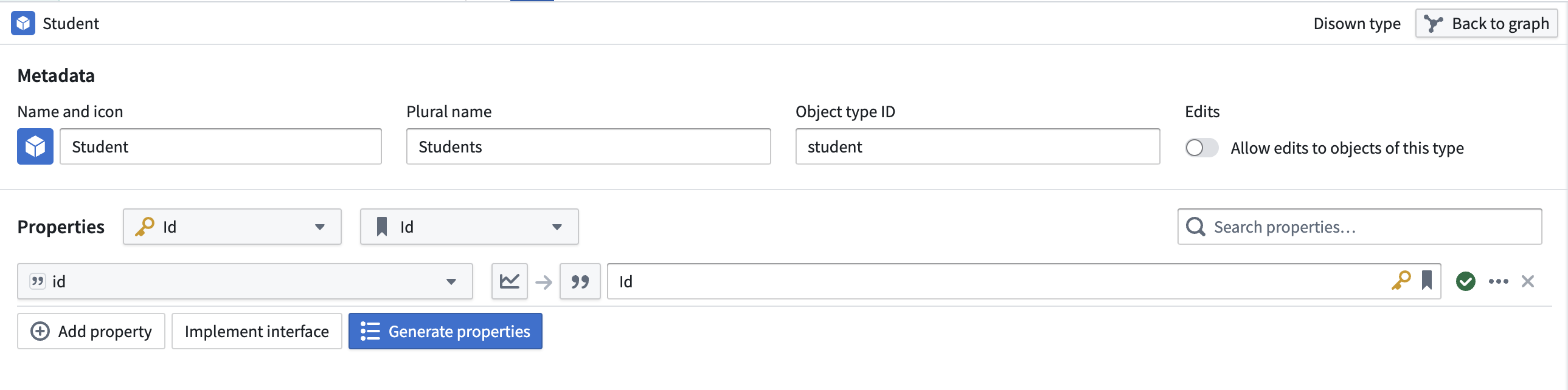 객체 유형 출력에 인터페이스를 추가하는 Implement interface