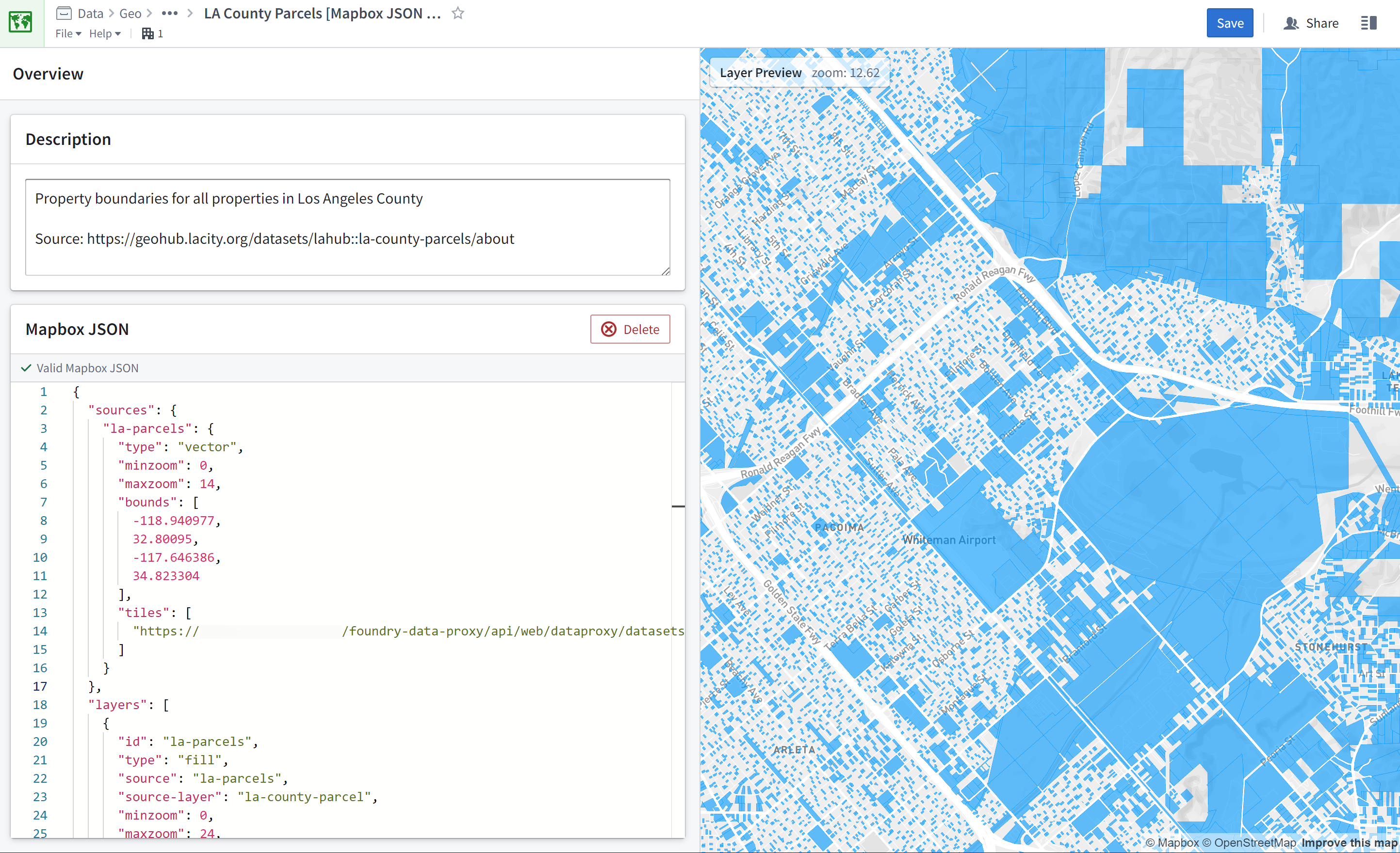 Mapbox JSON 레이어 편집기